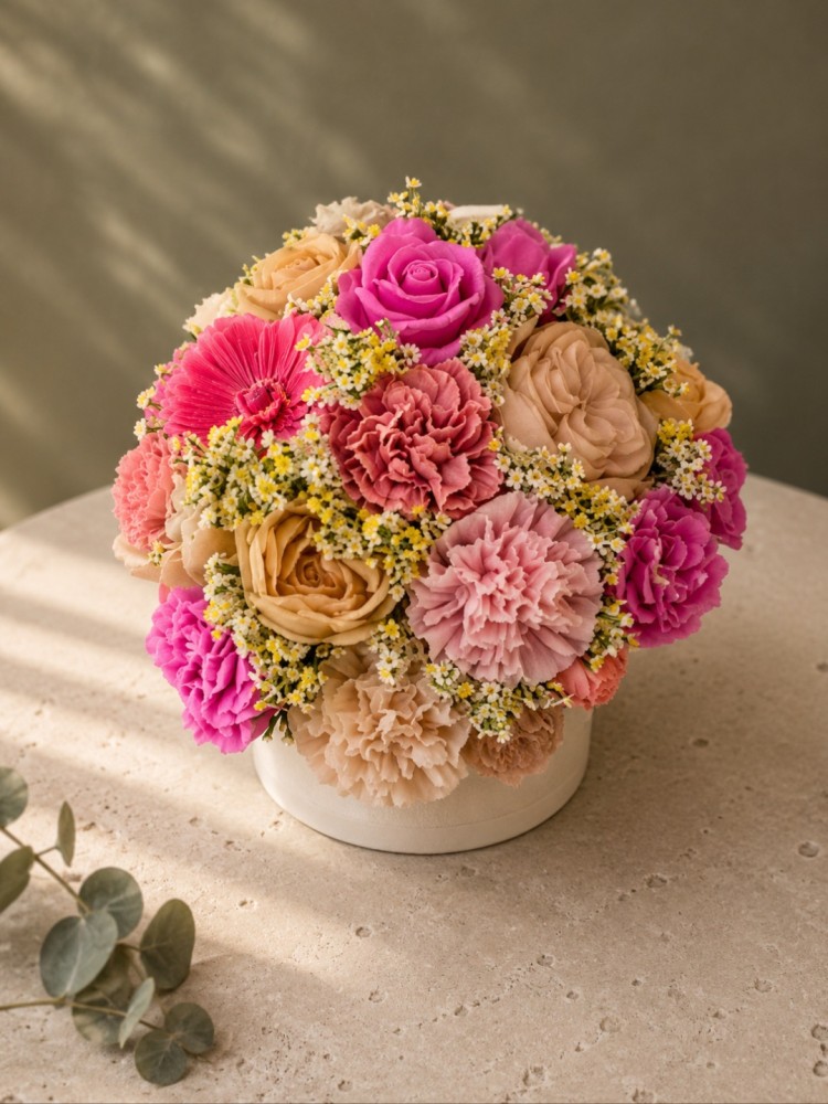 Pastelni flower box od mirisnih svijeća